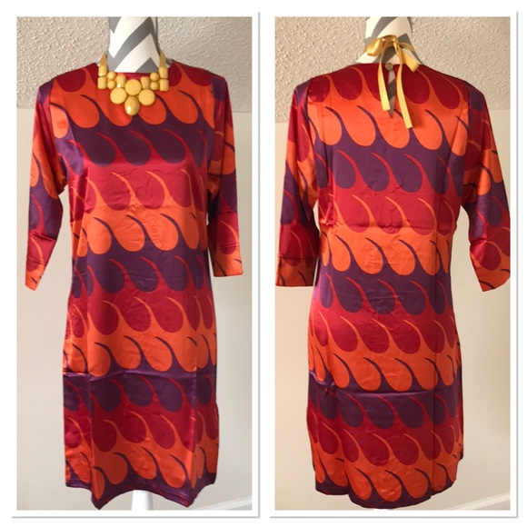 🚨CLOSET CLOSING🚨 Tracy Negoshian Red/Orange/Purple Shift Dress - Picture 2 of 6